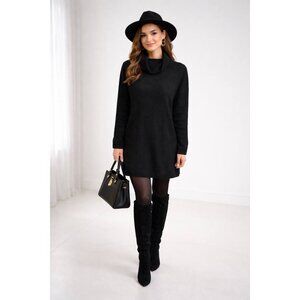 Monochrome Dark Academie Gorpcore Cowl Neck Sweater Dress LARGE in Black